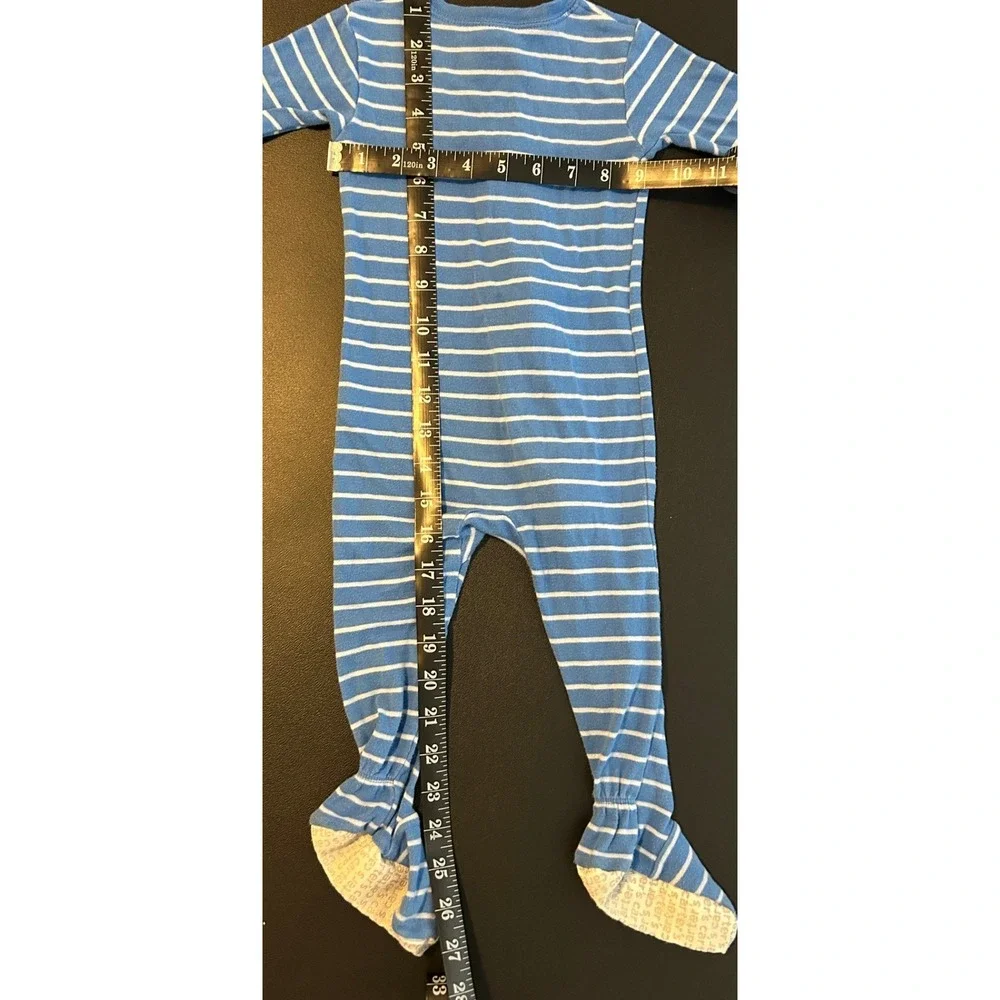 Carters Just One You Blue White Striped Shark Footed Sleeper Pajamas 18M 1505